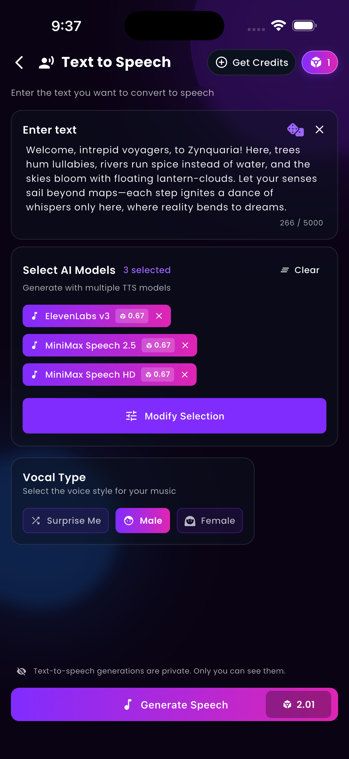 Text to Speech AI - Convert text to natural voice with multiple TTS models